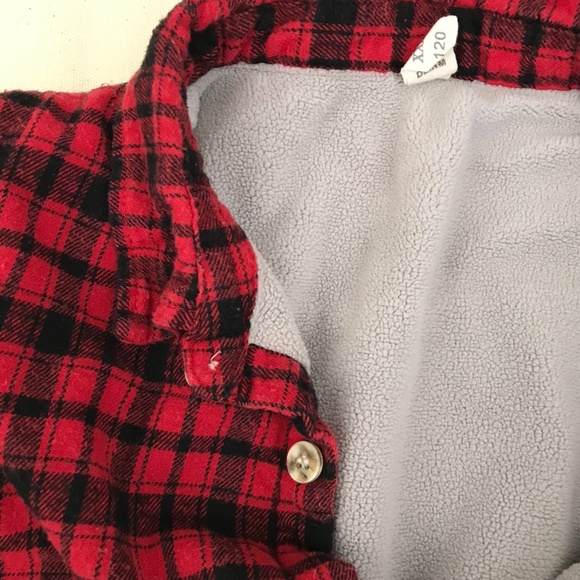 Bundle: kids plaid button flannel fleece shirt 120(5T) + denim jeans size 21(5T) - Picture 4 of 13